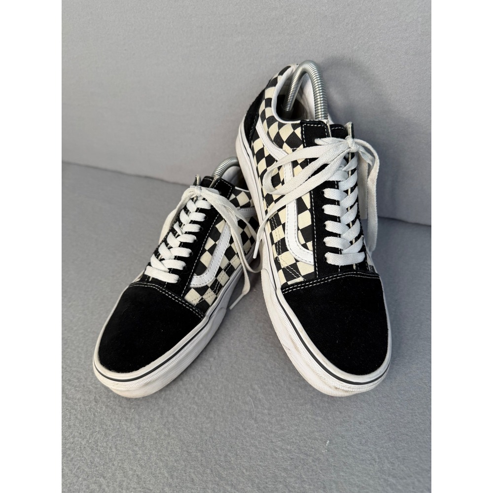 Vans Old Skool Checkerboard Black White Suede Canvas Skate Sneakers